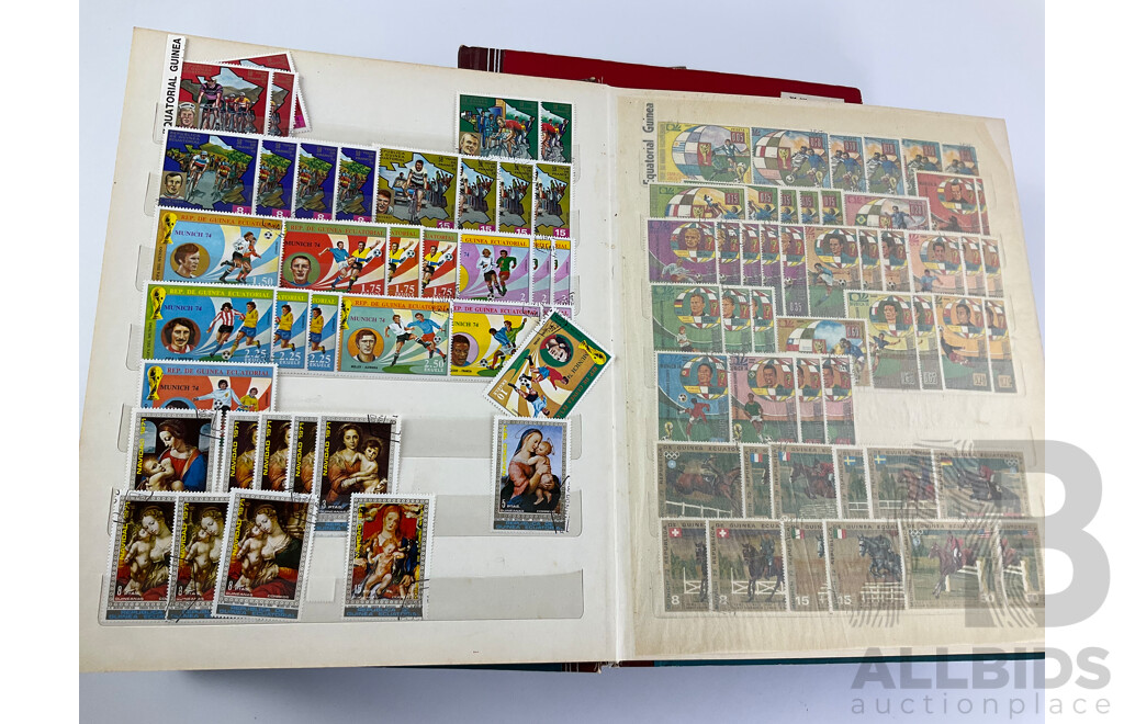 Three Albums of Vintage International Stamps Including Poland, Cuba, USSR, North Korea, Equatorial Guinea Albania. - Some Mints