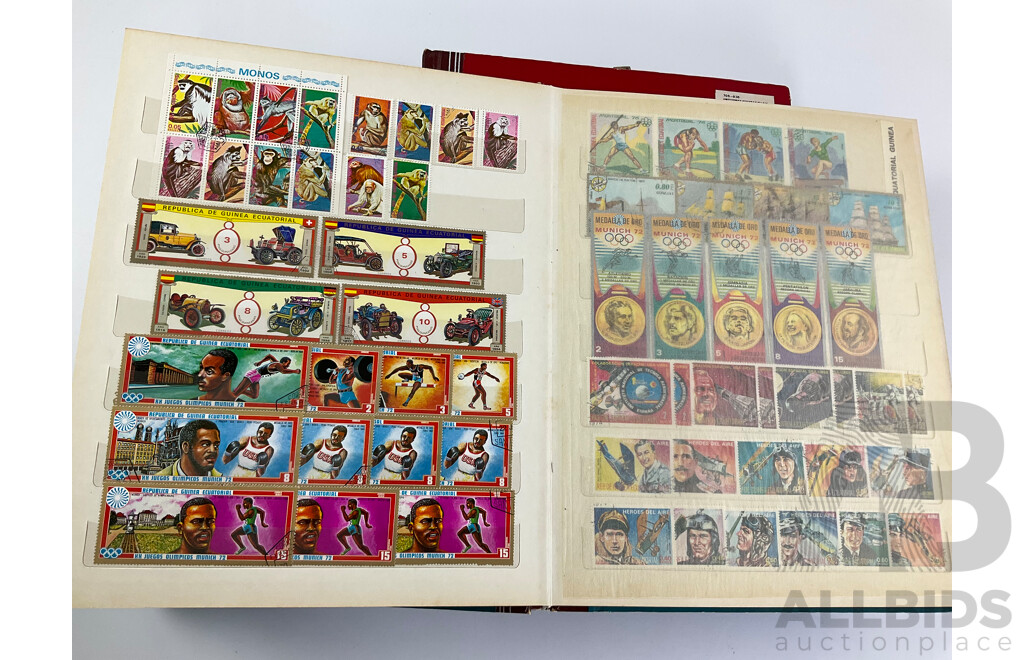 Three Albums of Vintage International Stamps Including Poland, Cuba, USSR, North Korea, Equatorial Guinea Albania. - Some Mints