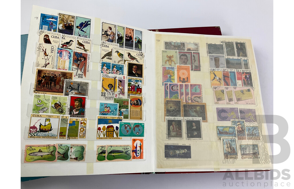 Three Albums of Vintage International Stamps Including Poland, Cuba, USSR, North Korea, Equatorial Guinea Albania. - Some Mints