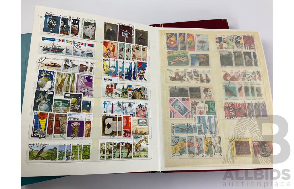 Three Albums of Vintage International Stamps Including Poland, Cuba, USSR, North Korea, Equatorial Guinea Albania. - Some Mints