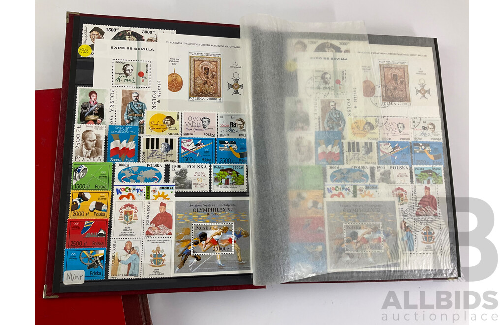 Three Albums of Vintage International Stamps Including Poland, Cuba, USSR, North Korea, Equatorial Guinea Albania. - Some Mints