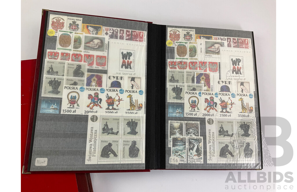 Three Albums of Vintage International Stamps Including Poland, Cuba, USSR, North Korea, Equatorial Guinea Albania. - Some Mints