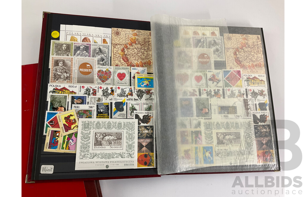 Three Albums of Vintage International Stamps Including Poland, Cuba, USSR, North Korea, Equatorial Guinea Albania. - Some Mints