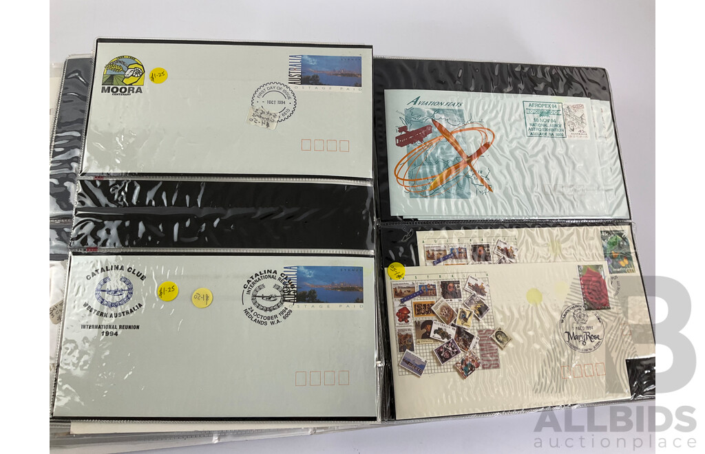 Australian 1996 AFL Centenary Stamp Booklet Collection with Album of First Day Covers Spanning 1992 to 1996