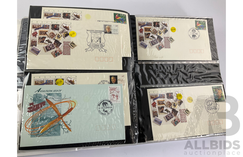 Australian 1996 AFL Centenary Stamp Booklet Collection with Album of First Day Covers Spanning 1992 to 1996