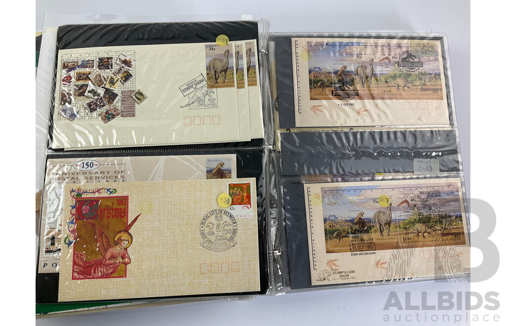 Australian 1996 AFL Centenary Stamp Booklet Collection with Album of First Day Covers Spanning 1992 to 1996