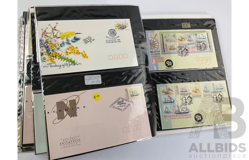 Australian 1996 AFL Centenary Stamp Booklet Collection with Album of First Day Covers Spanning 1992 to 1996