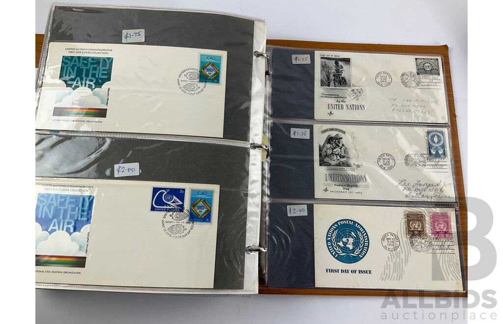 Three Albums of Vintage International First Day Covers Including United Nations, USA, Ireland, Yugoslavia, Poland, Examples Spanning 1940's to 1990's