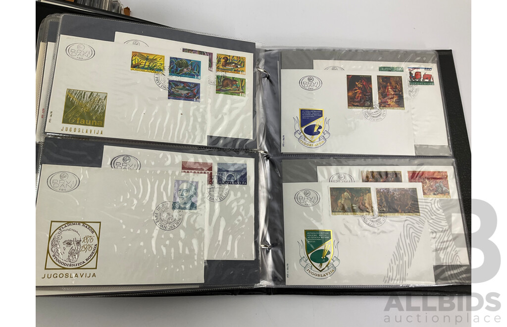 Three Albums of Vintage International First Day Covers Including United Nations, USA, Ireland, Yugoslavia, Poland, Examples Spanning 1940's to 1990's