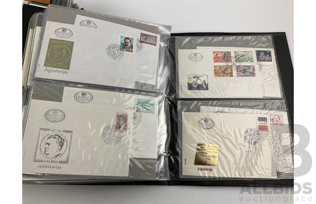 Three Albums of Vintage International First Day Covers Including United Nations, USA, Ireland, Yugoslavia, Poland, Examples Spanning 1940's to 1990's