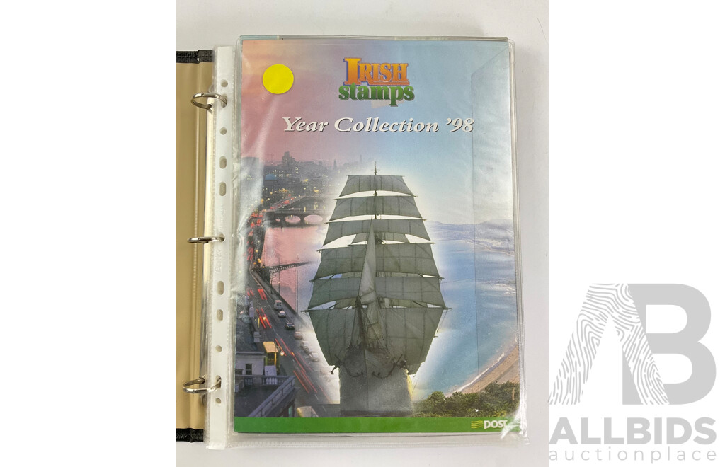 Eight Annual Stamp Albums Including Ireland 1997, 1998(2) United Nations New York 1993, 1994, 1995, 1996 1998