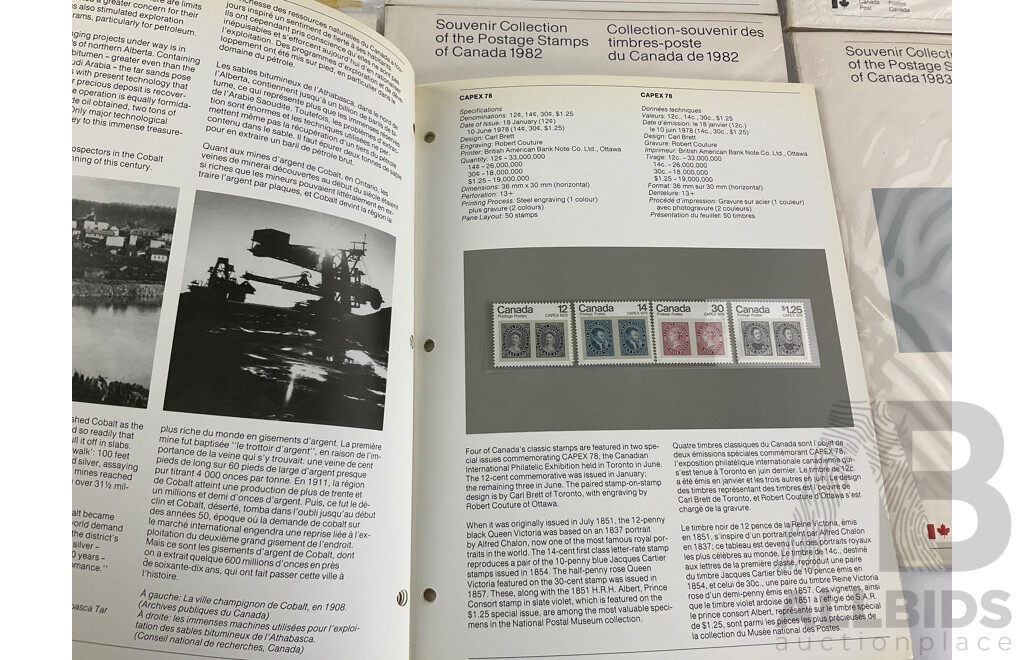 Six Canadian Souvenir Stamp Collection Albums, Consecutive Years 1978 to 1983