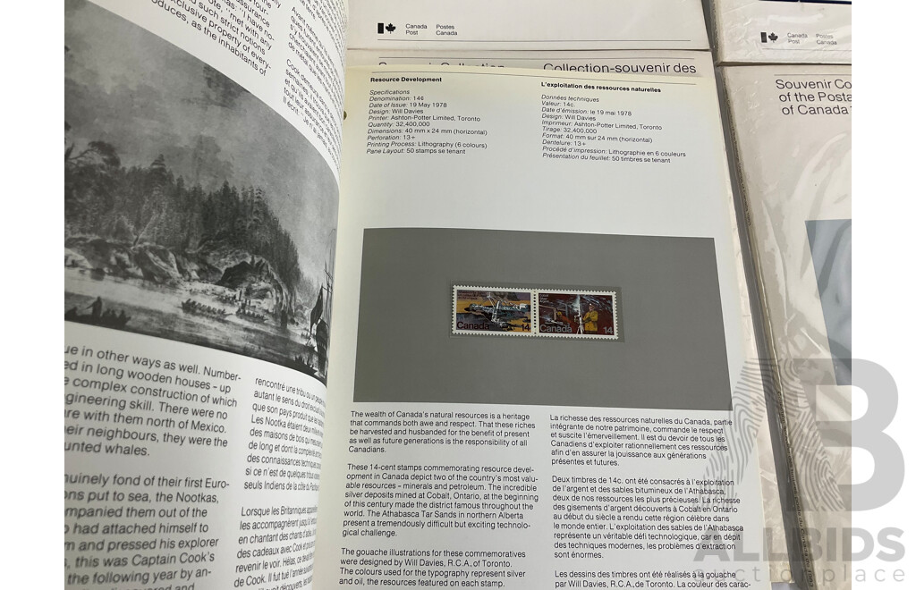 Six Canadian Souvenir Stamp Collection Albums, Consecutive Years 1978 to 1983