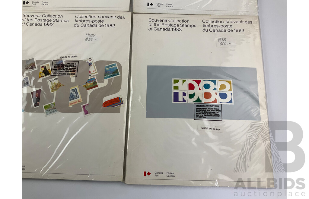 Six Canadian Souvenir Stamp Collection Albums, Consecutive Years 1978 to 1983