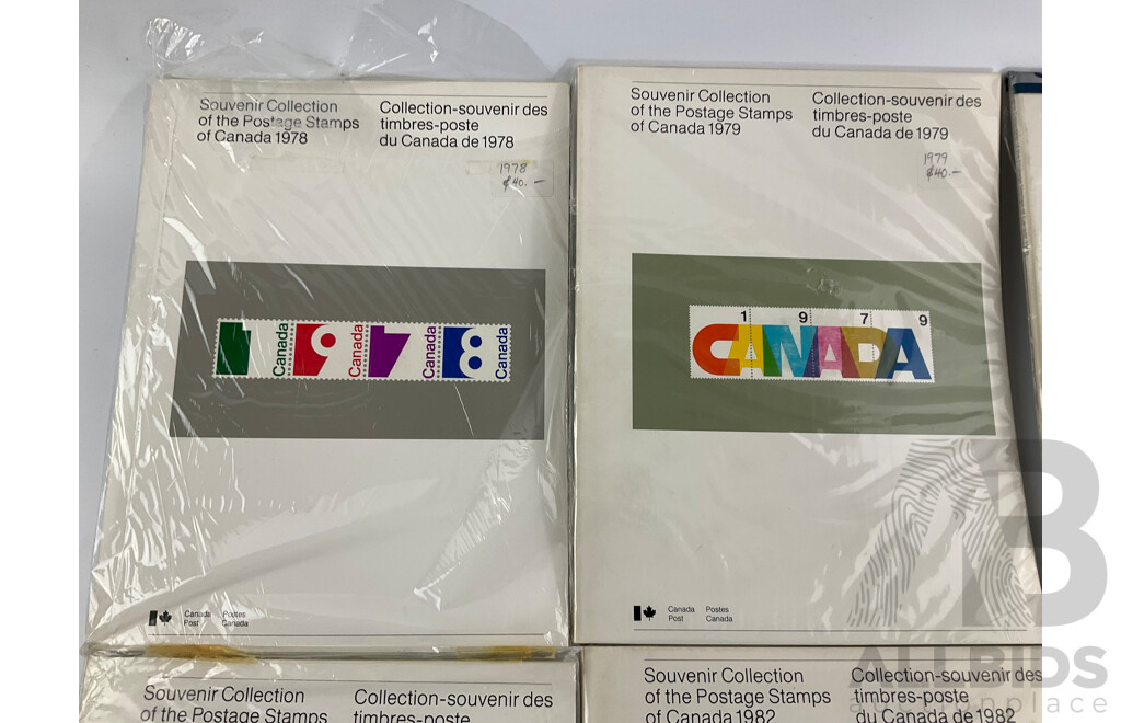 Six Canadian Souvenir Stamp Collection Albums, Consecutive Years 1978 to 1983