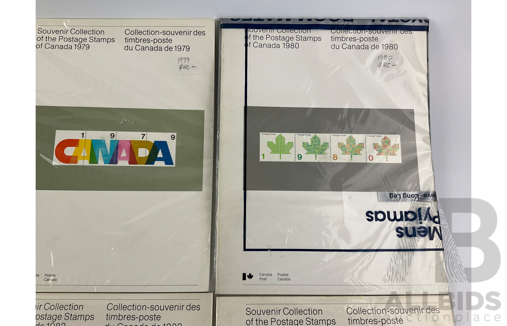 Six Canadian Souvenir Stamp Collection Albums, Consecutive Years 1978 to 1983