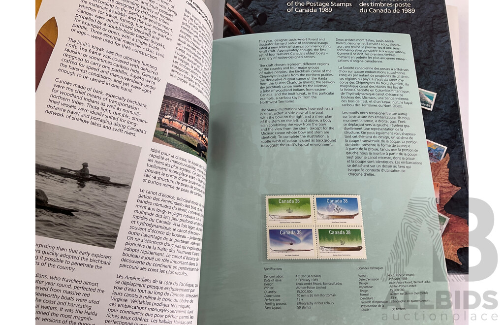 Four Canadian Souvenir Stamp Collection Albums, Consecutive Years 1986 to 1989