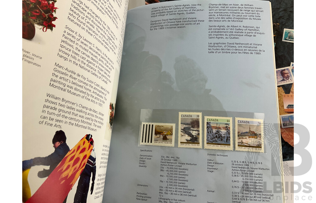 Four Canadian Souvenir Stamp Collection Albums, Consecutive Years 1986 to 1989
