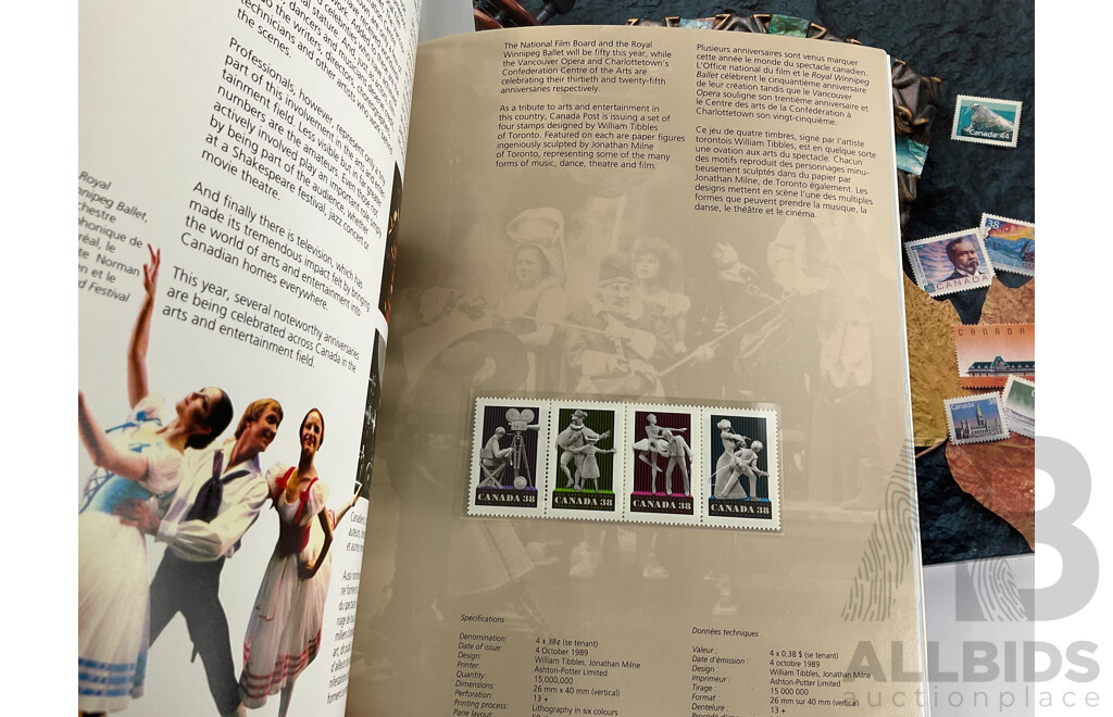 Four Canadian Souvenir Stamp Collection Albums, Consecutive Years 1986 to 1989