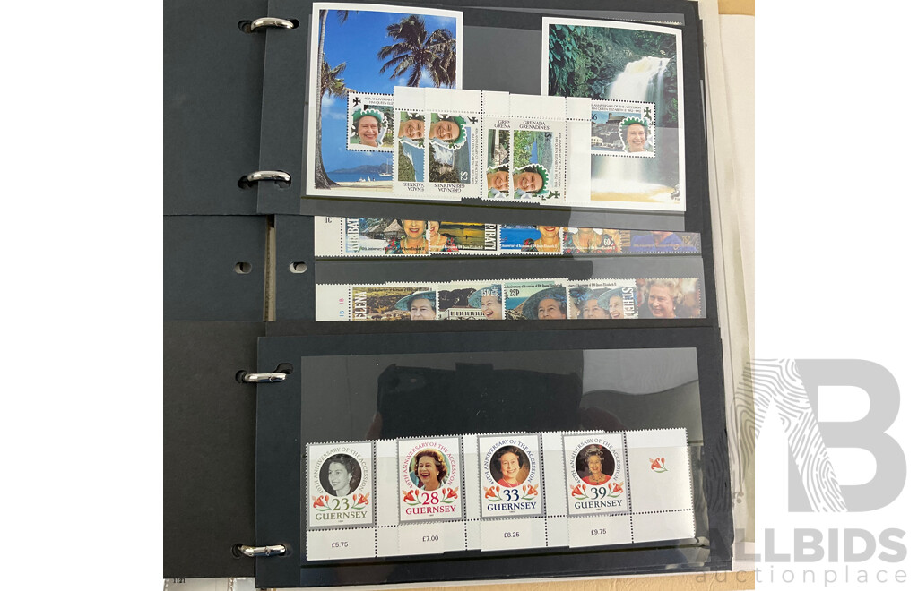 Collection of Commonwealth Countries Mint Stamps Commemorating 40th Anniversary of QE2 Accession, Queen Mother 85th Birthday, Prince Phillip 70th Birthday Including British Virgin Islands, British Indian Ocean Territory, Antigua...........