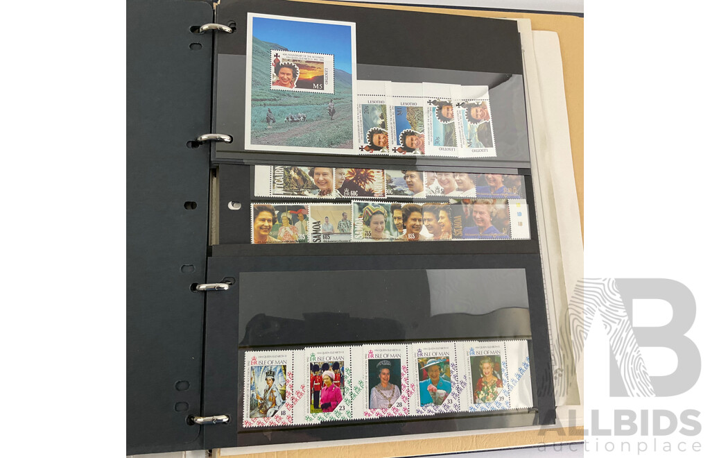 Collection of Commonwealth Countries Mint Stamps Commemorating 40th Anniversary of QE2 Accession, Queen Mother 85th Birthday, Prince Phillip 70th Birthday Including British Virgin Islands, British Indian Ocean Territory, Antigua...........