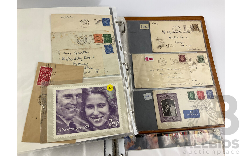 Two Albums of United Kingdom First Day Covers, Examples Spanning 1937 to 1976 with 1990’s Year Packs