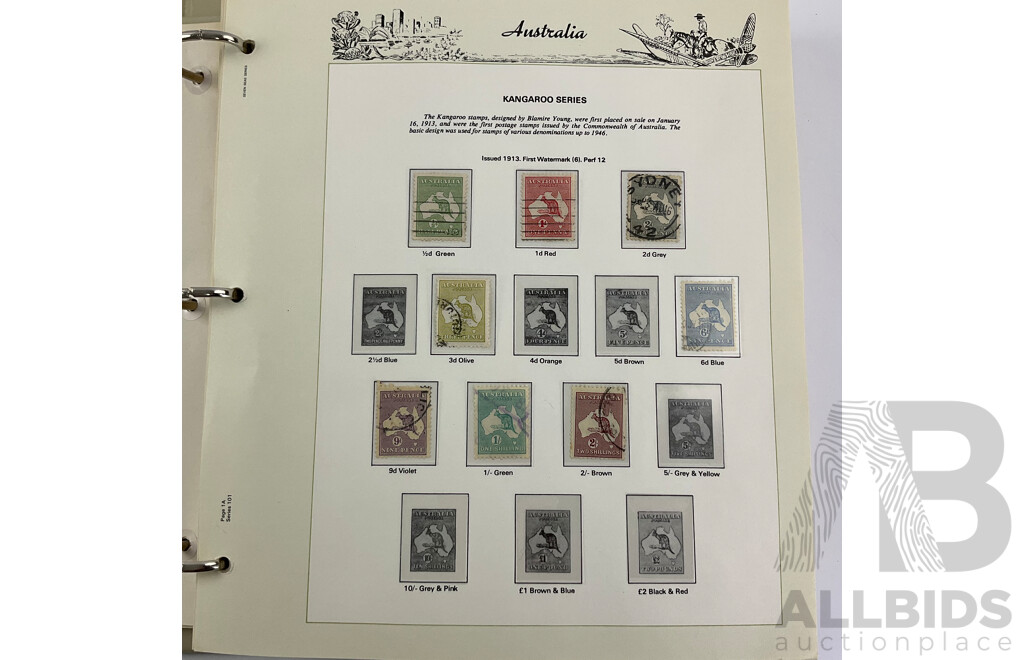 Australian Seven Seas Second Edition Hingeless Predecimal Stamp Album, Spanning Years 1913 to 1965