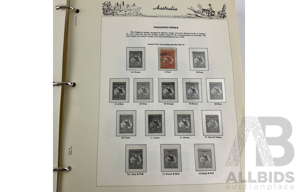 Australian Seven Seas Second Edition Hingeless Predecimal Stamp Album, Spanning Years 1913 to 1965