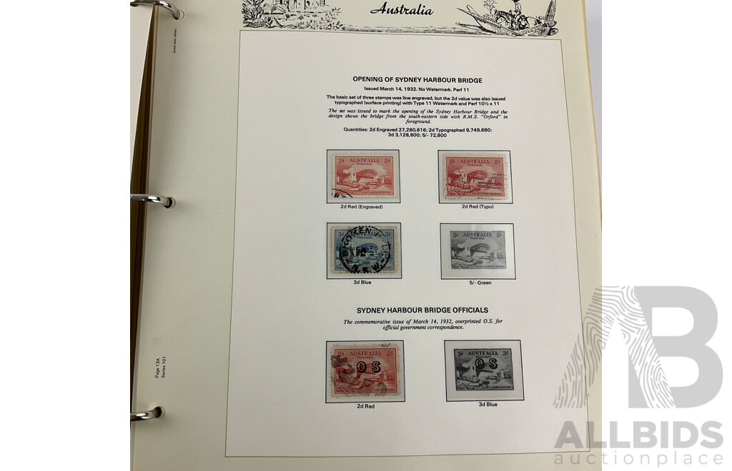 Australian Seven Seas Second Edition Hingeless Predecimal Stamp Album, Spanning Years 1913 to 1965