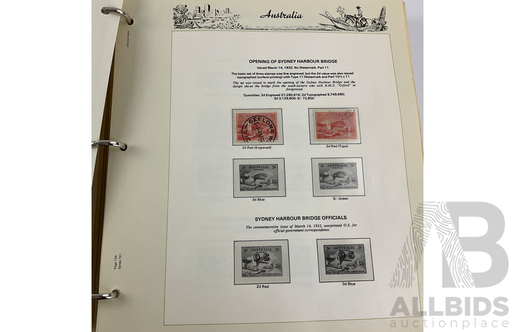 Australian Seven Seas Second Edition Hingeless Predecimal Stamp Album, Spanning Years 1913 to 1965