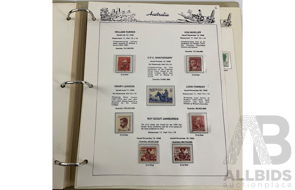Australian Seven Seas Second Edition Hingeless Predecimal Stamp Album, Spanning Years 1913 to 1965