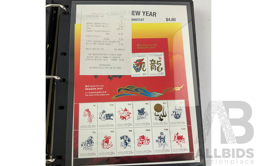 Album of Australian PNCs, Mint Stamp, Blocks Mini Sheets and First Day Covers Including Trans Australian Railway, Royal Christening/Wedding, Sir Douglas Mawson, National Service, Australia Remembers and More