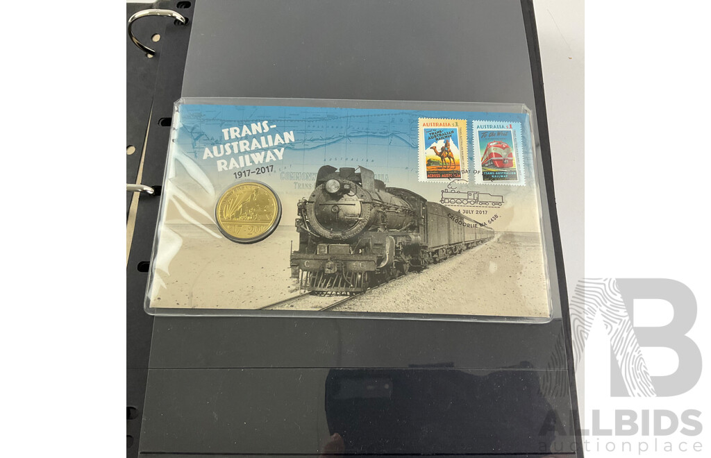 Album of Australian PNCs, Mint Stamp, Blocks Mini Sheets and First Day Covers Including Trans Australian Railway, Royal Christening/Wedding, Sir Douglas Mawson, National Service, Australia Remembers and More