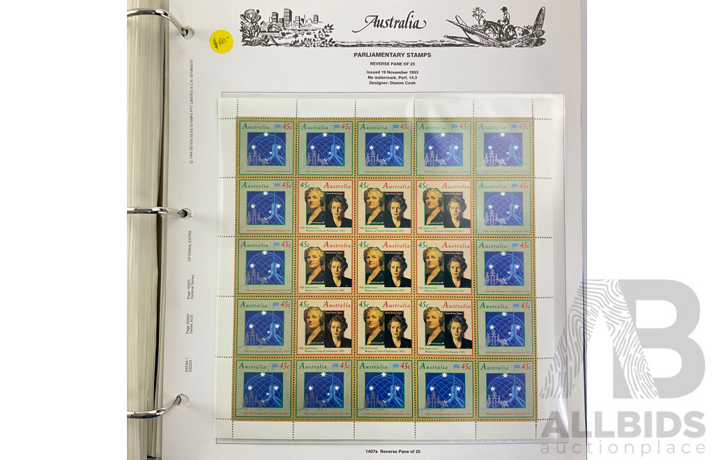 Australian Seven Seas 1993 to 1995 Mint Stamp Album