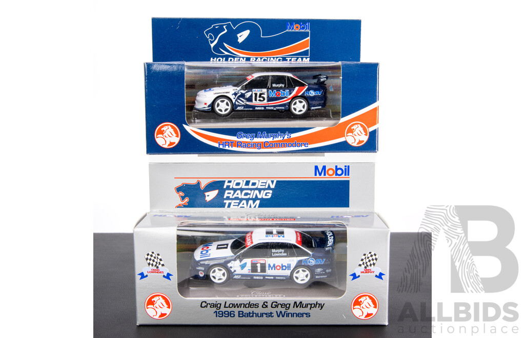 Two Classic Carlectables Diecast Holden Commodores, Greg Murphy HRT and Craig Lowndes & Greg Murphy 1996 Bathurst Winners - 1:43 Scale
