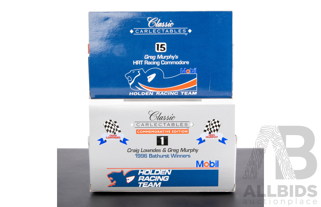 Two Classic Carlectables Diecast Holden Commodores, Greg Murphy HRT and Craig Lowndes & Greg Murphy 1996 Bathurst Winners - 1:43 Scale
