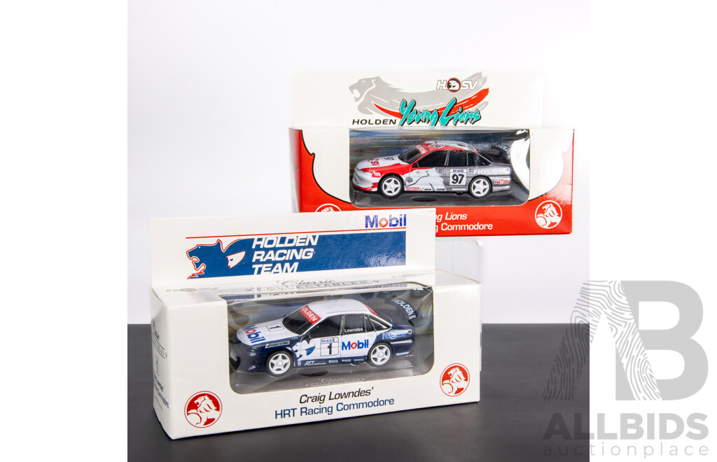 Two Classic Carlectables Diecast Holden Commodores, HRT Racing Craig Lowndes and Young Lions - 1:43 Scale