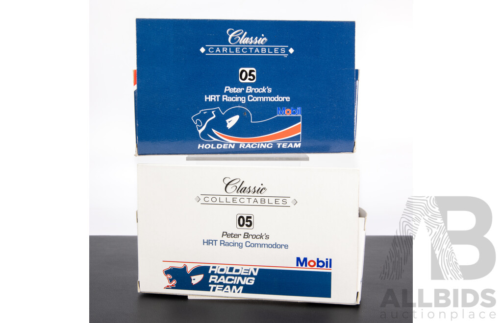 Two Classic Carlectables Diecast Holden Commodores, Peter Brock HRT Racing - 1:43 Scale