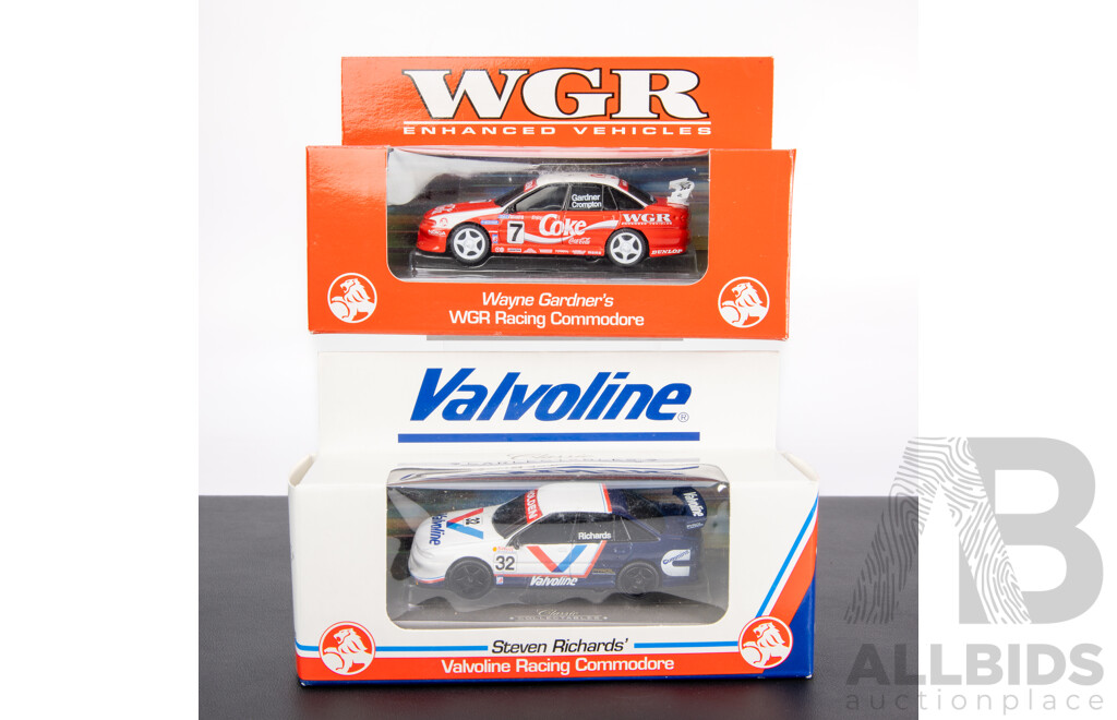 Two Classic Carlectables Diecast Holden Commodores, Stephen Richards Valvoline Racing and Wayne Gardener WGR Racing- 1:43 Scale