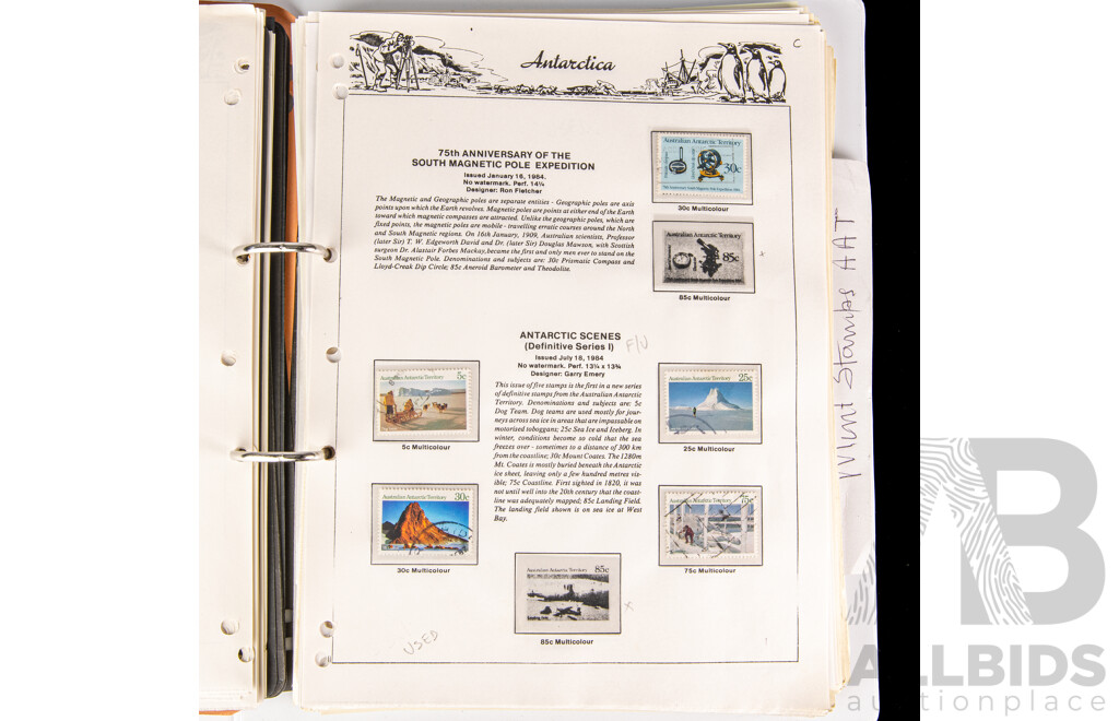Album of Antarctica/Australian Antarctic Territory, Examples Spanning 1959 to 1998 Including Seven Seas Hingeless Sheets, Sets, Mints, Mini Sheets and More