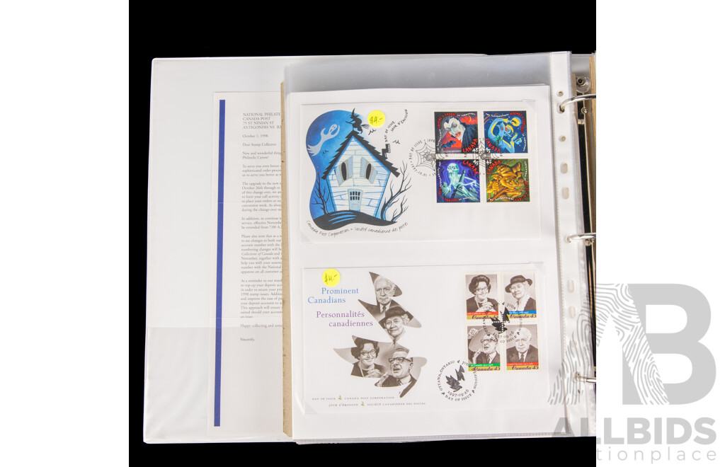 Three Albums of Canadian First Day Covers and Stamp Packs, Examples Spanning 1954 to 2000
