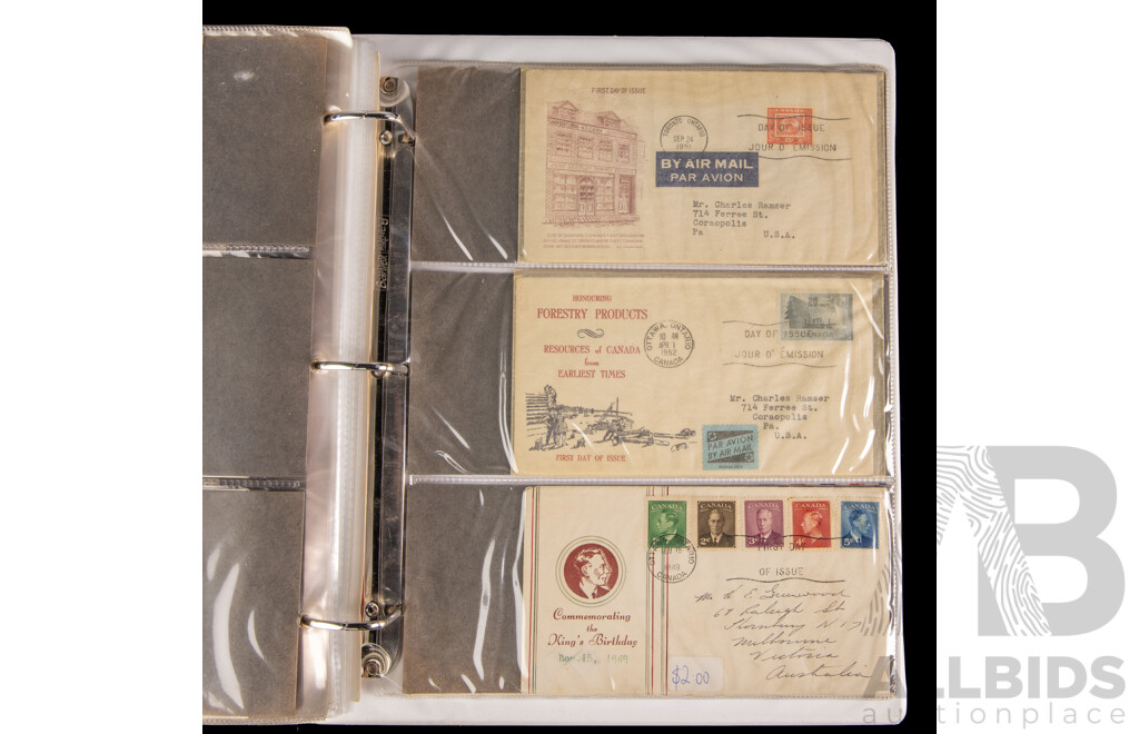 Three Albums of Canadian First Day Covers and Stamp Packs, Examples Spanning 1954 to 2000