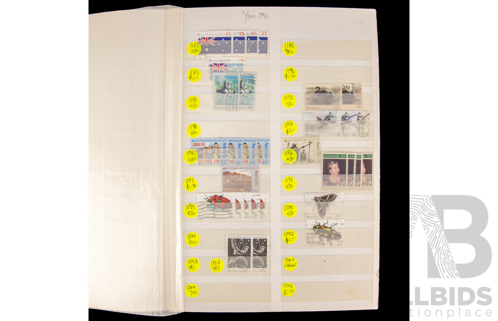 Large Album of Australian Cancelled Stamps, Examples Spanning 1991 to 2006, Many Multiples, Centenary of Federation, Olympic, Christmas and More