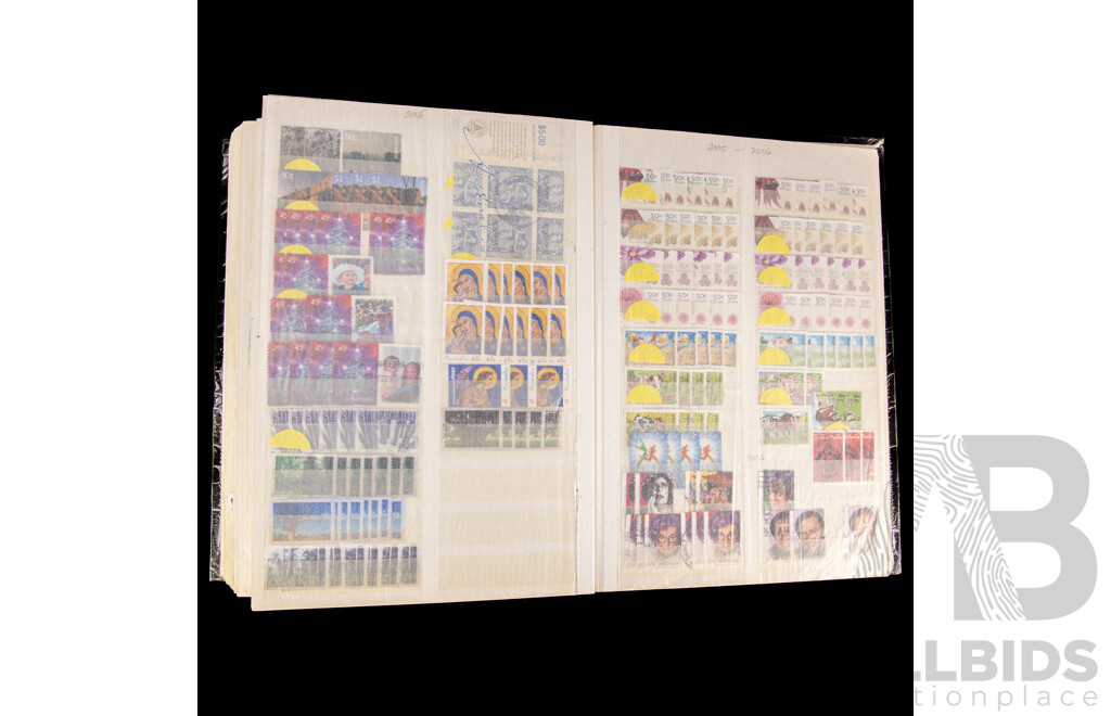 Large Album of Australian Cancelled Stamps, Examples Spanning 1991 to 2006, Many Multiples, Centenary of Federation, Olympic, Christmas and More