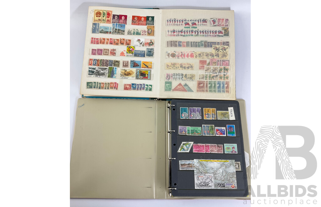 Two Albums of Vintage Chinese and Malaysian Stamps, Mints, Over Prints