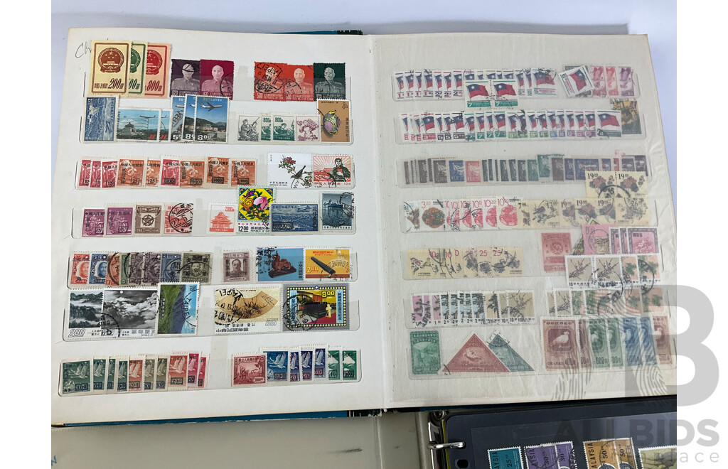 Two Albums of Vintage Chinese and Malaysian Stamps, Mints, Over Prints