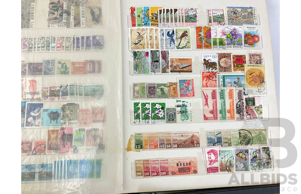 Two Albums of Vintage Chinese and Malaysian Stamps, Mints, Over Prints