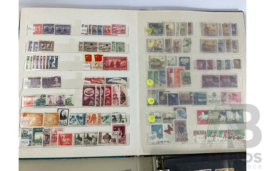 Two Albums of Vintage Chinese and Malaysian Stamps, Mints, Over Prints