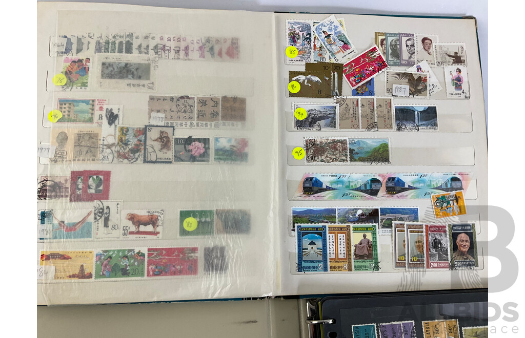 Two Albums of Vintage Chinese and Malaysian Stamps, Mints, Over Prints