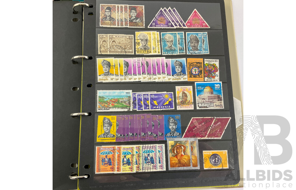 Two Albums of Vintage Chinese and Malaysian Stamps, Mints, Over Prints